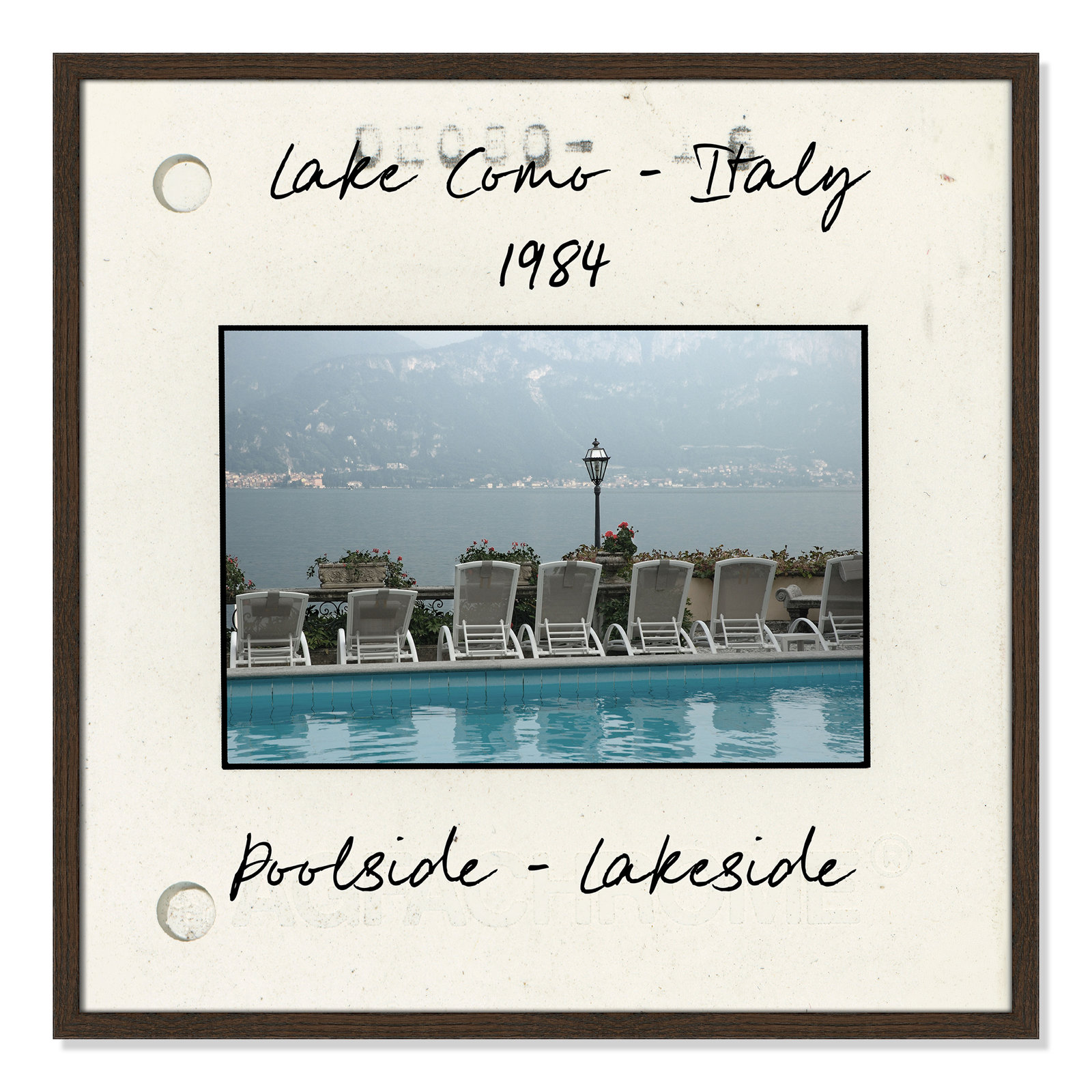 Travel Slide Collection "Lake Como, Italy" Print, Walnut Single Picture Framed Paper, 27.5" H x 27.5" W x 0.75" D