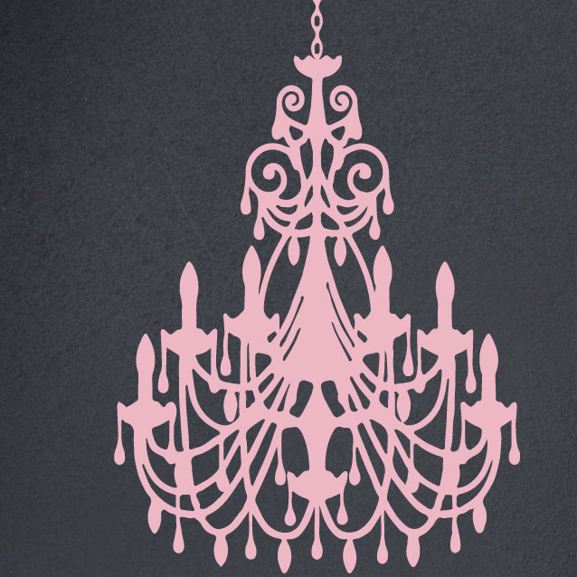 Décalcomanie murale lustre ornée, Rose œillet, H 48 po x l 31 po x P 0,01 po