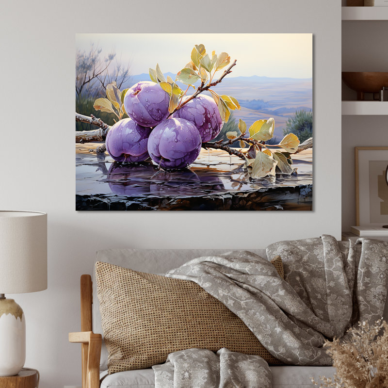 Art mural en métal Dusky Lavender Plum Delight III - Fruits, H 12 po x l 20 po x P 1 po