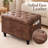 24" Faux Leather Tufted Storage Ottoman with Flip-Top Lid and Side Pocket