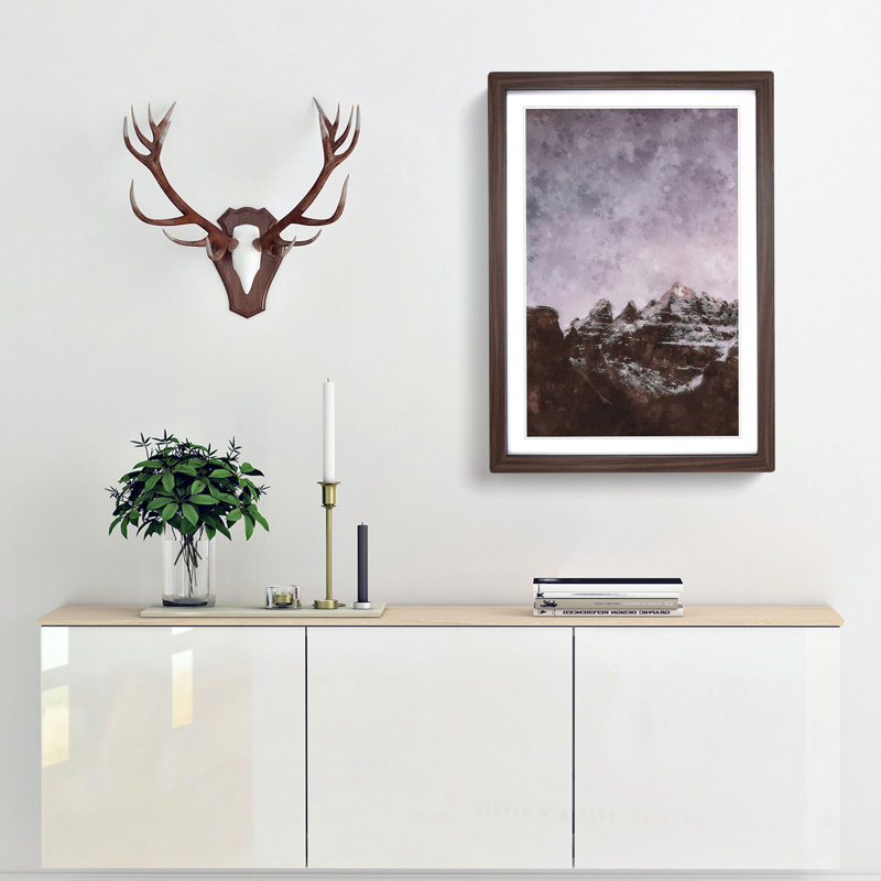 Stars Over The Dolomites In Italy Painting - Framed Print, 87cm H x 62cm W x 2cm D, Walnut Framed