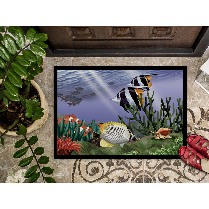 Tapis de porte d’extérieur anti-dérapant 9 undersea imaginaire, Rectangle 2 pi x 3 pi