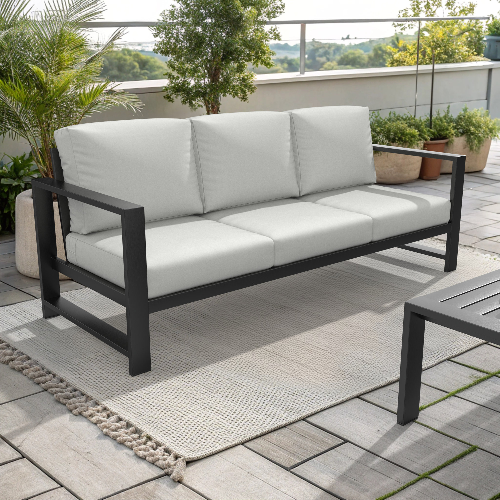 Dulcie 80'' Wide Outdoor Patio Sofa with Sunbrella Cushions, Canvas White Sunbrella® Canvas