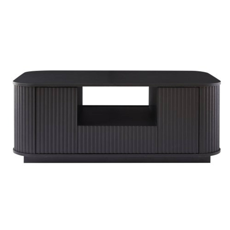 Table basse ovale de luxe moderne de 46,5 pouces avec rangement pour les loisirs de bureau de salon, Noir