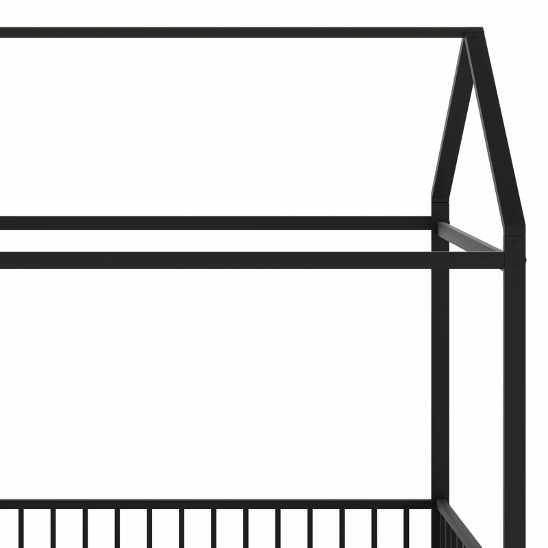 Structure de lit en métal avec clôture, Noir