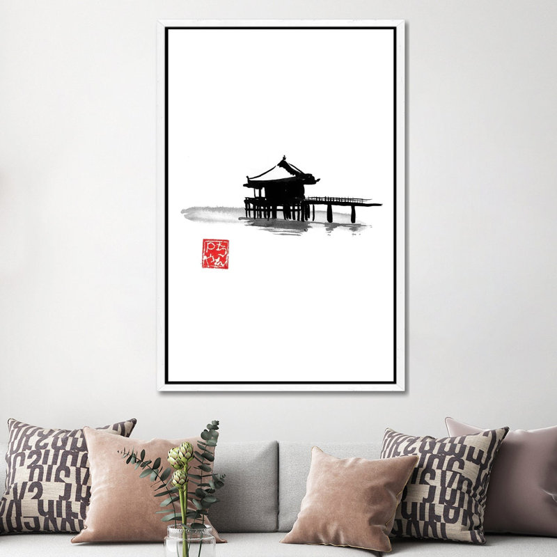 Bungalow by Péchane - Painting on Canvas, White Framed, 152.5 cm H x 101.5 cm W