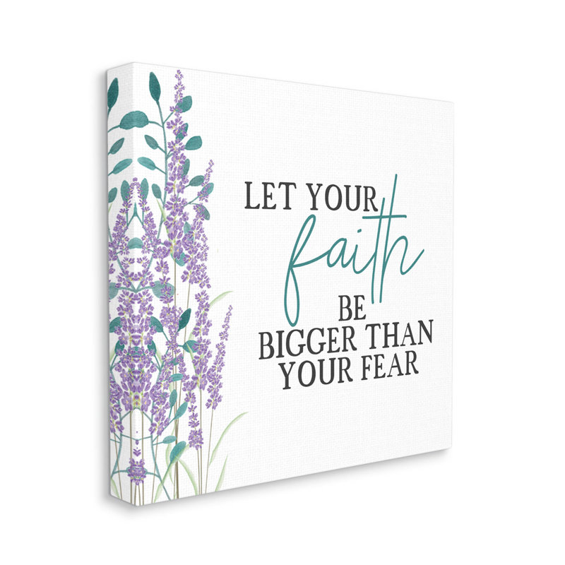 Faith Bigger Than Your Fear, art mural sur toile lavande par Kim Allen, H 30 po x l 30 po x P 1,5 po