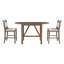 Ensemble de salle à manger à hauteur de comptoir 3 pièces avec table à abattants et chaises rembourrées, en bois d'hévéa brun Topmax