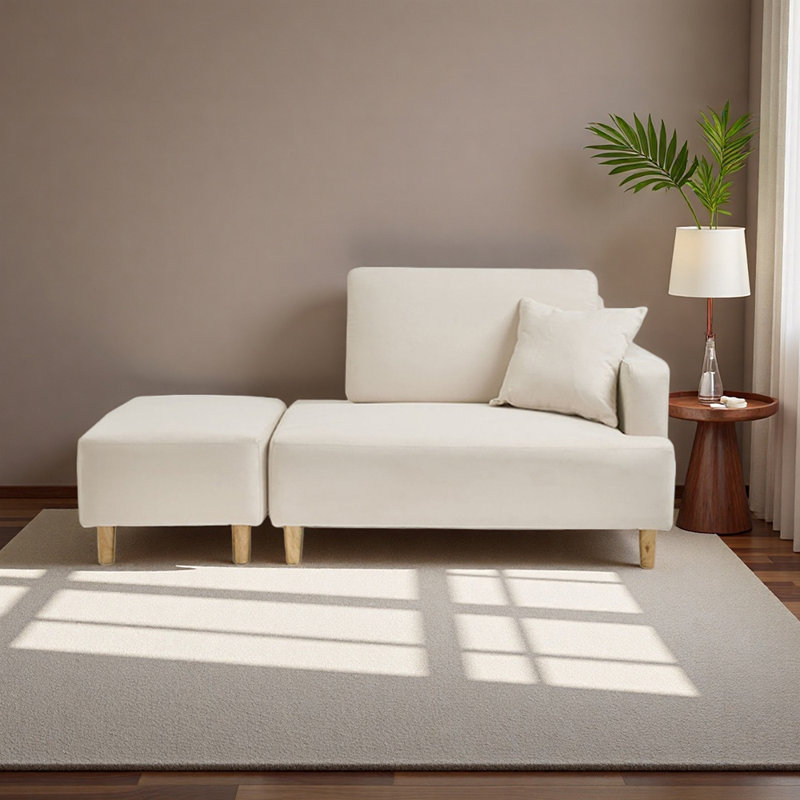 Chaise longue de luxe avec éponge de densité, Orienté à droite, Crème, crème