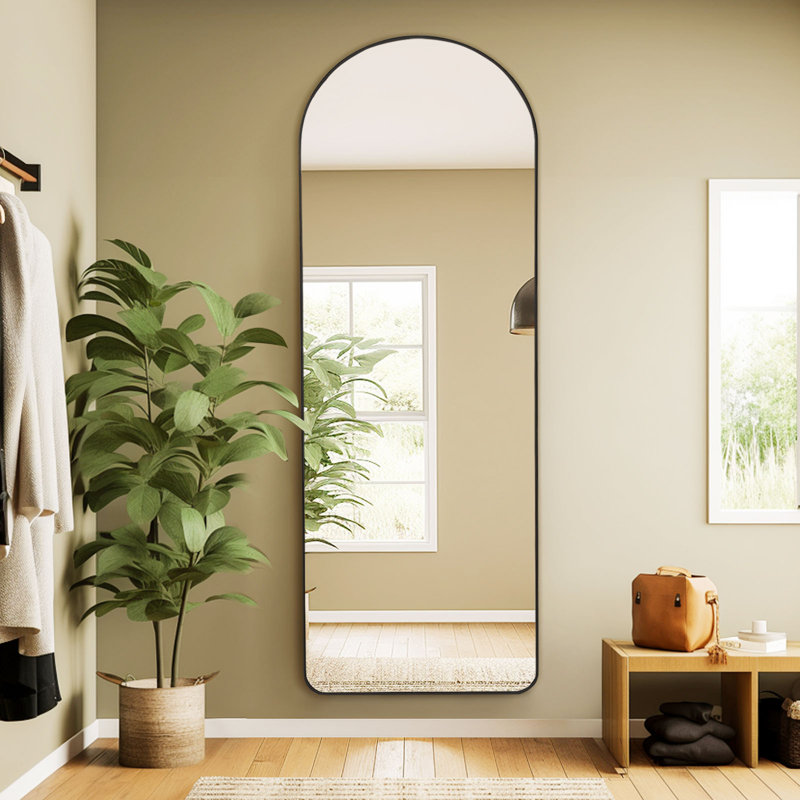 Tanyelle Aluminum Arch Mirror, Black, 58" x 19"