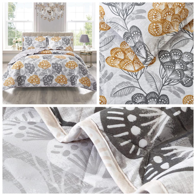 Allender Polyester Bedspread with Pillowcases, Yellow, Super King