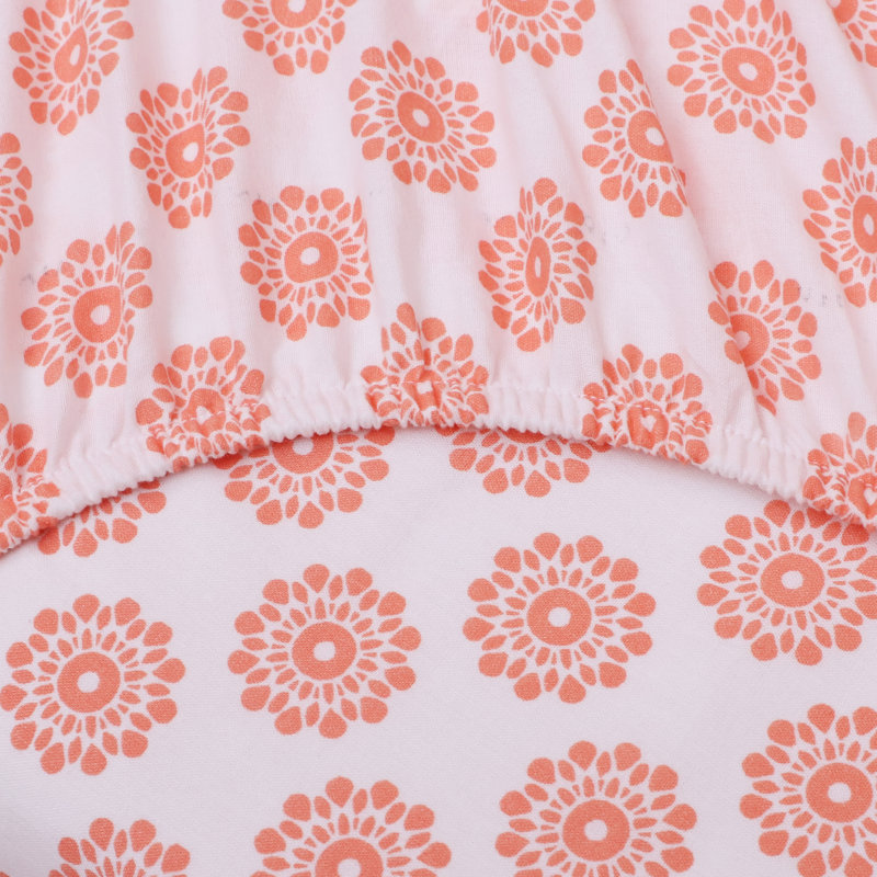 Ensemble de draps 100% coton 144 fils, Grand, Corail Mandalas