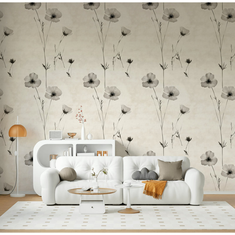 Papier peint amovible Minimalist Elegant Blooms, L 144 po x l 28 po