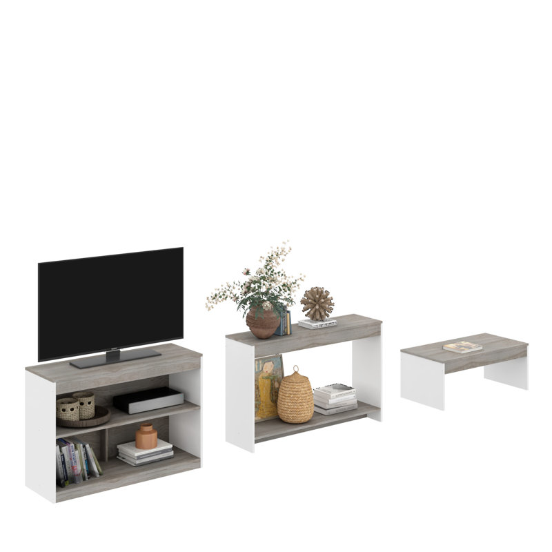 39" Grey And White Solid Console Table