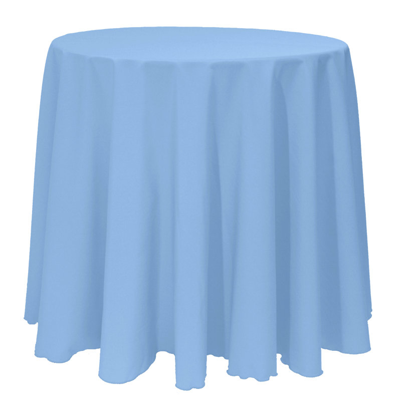 Jonina Solid Color Round Tablecloth, Light Blue, 108" x 108"
