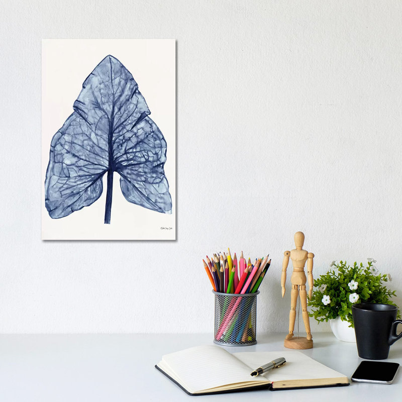 Indigo Leaf by Stellar Design Studio - Gallery-Wrapped Canvas Giclée on Canvas, Wrapped Canvas, 20.32 cm H x 30.48 cm W