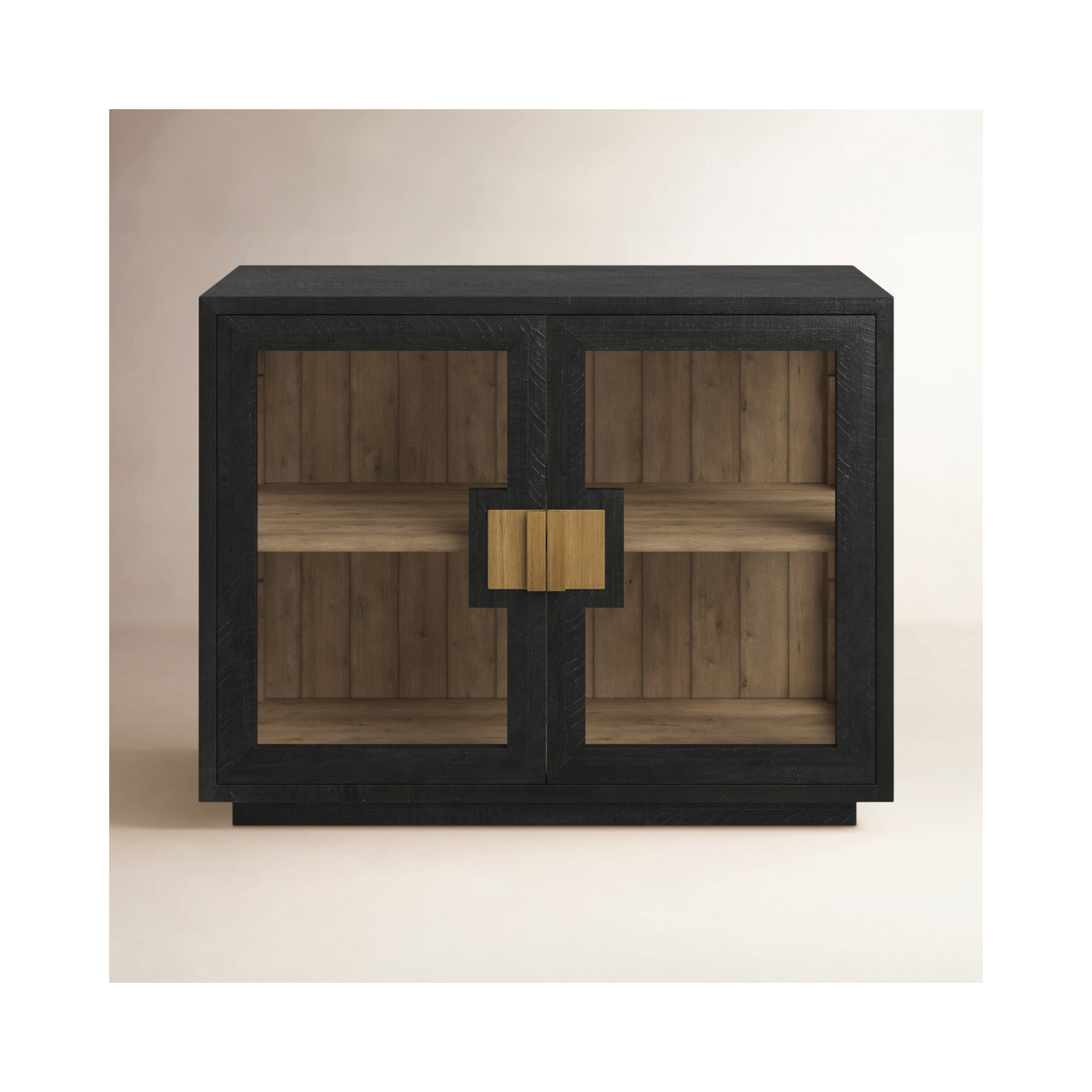 Daniella Solid Wood Accent Cabinet, Black, Gold