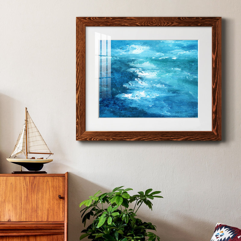 Crashing Waves I - peinture encadrée, H 31 po x l 44 po x P 1 po, Cadre en érable