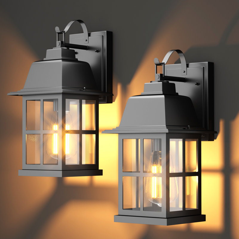  Outdoor Light Fixtures Wall Mount, 100% Aluminium Waterproof Exterior Wall Lantern, Anti-Rust Outside Black Wall Sconce Porch Lights For House Garage, Doorway, Bulbs Not Included
