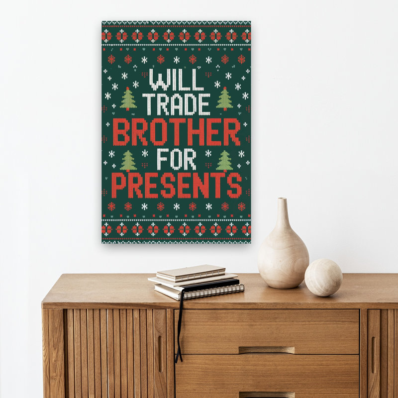 Funny Brother Christmas Sweater Abstract Contemporary Christmas Tree Winter Landscape Wall Art Print 1 Piece Wrapped Canvas Wall Art
