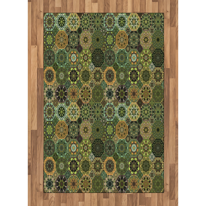Mandala High Density Long Fiber Poly Threads Decorative Area Rug Carpet, Rectangle 4' x 5'8"
