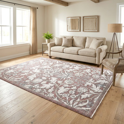 Tapis d'intérieur médaillon à motif floral d'inspiration européenne Paradis Hora