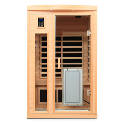 Indoor Two - Person Room, Hemlock Wood, Far Infrared, Low , 8 Heating Panels, Touch Control, Led Reading And Ambient Background Wood Infrared Room With 60hz/120v Power, 110c Temperature Protection,