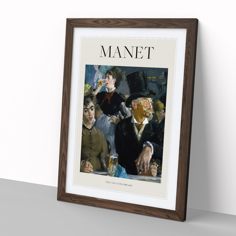 At the Cafe by Edouard Manet - Picture Frame Graphic Art, 48cm H x 36cm W x 2cm D, Walnut Framed