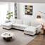 Canapé de luxe à quatre places avec 2 repose-pieds en tissu d'ameublement Chenille-354515773