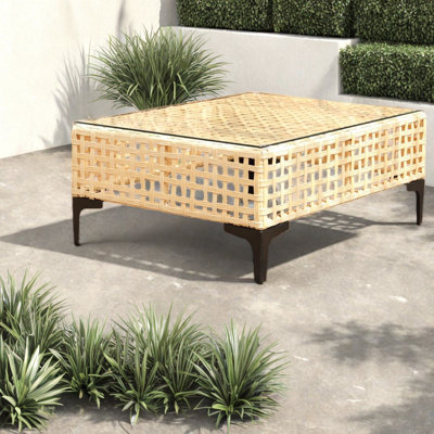 Tables de patio compactes, en aluminium et verre moderne en osier pour balcon