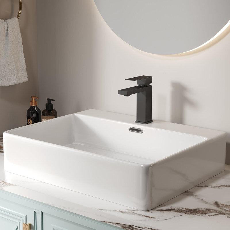 Single Hole Bathroom Faucet with Drain Assembly, Matt Black