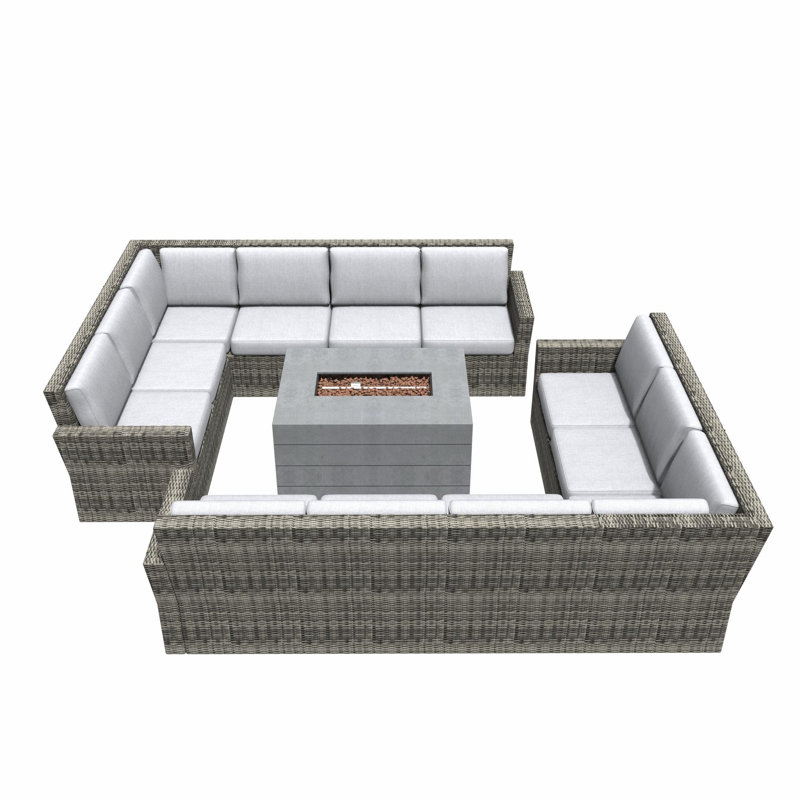 Wicker 12 - Person Patio Conversation Set with Cushions