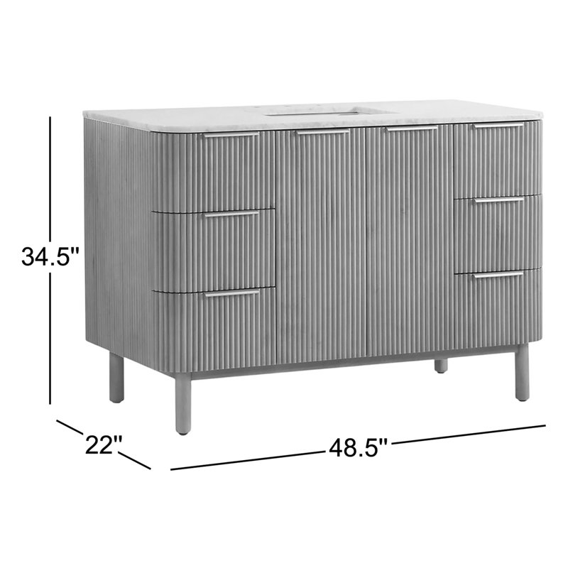 Kensington 48" Bathroom Vanity in Fluted Birch, Brown Reeded Birch