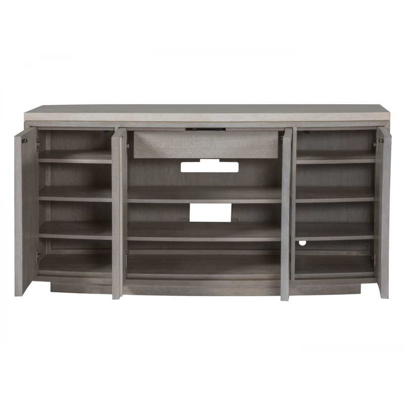Champagne Taupe Mid-Century Modern Buffet with Anticato Marble Top