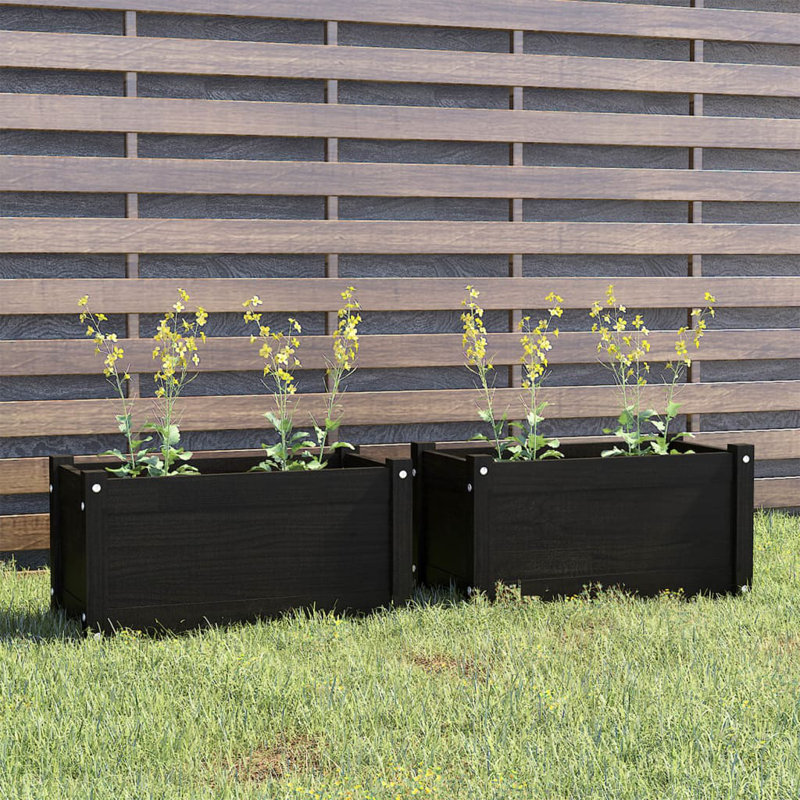 Boîte à fleurs en bois pour l'extérieur, H 12,2 po x l 23,6 po x P 12,2 po, Noir