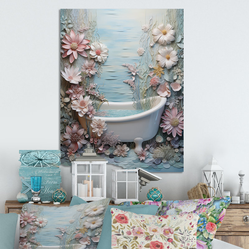 Bathroom Oasis IIII - Art mural en métal pour salle de bain, H 32 po x l 24 po x P 1 po