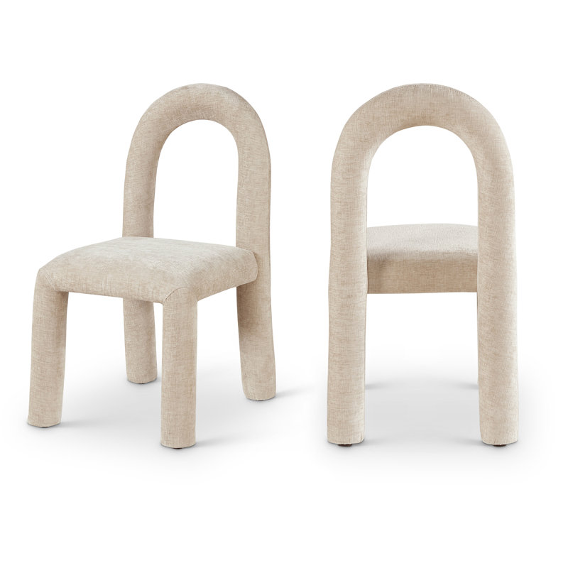 Amari Dining Chair, Beige, Chenille Fabric