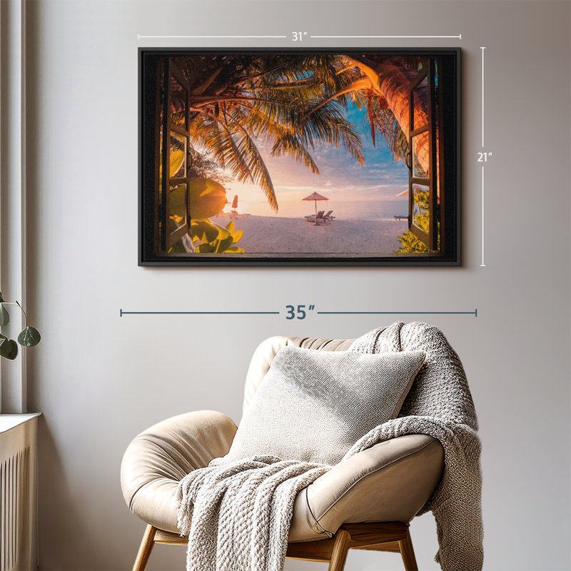Plage «Window To Maldives Beach», reproduction sur toile, H 21 po x l 31 po