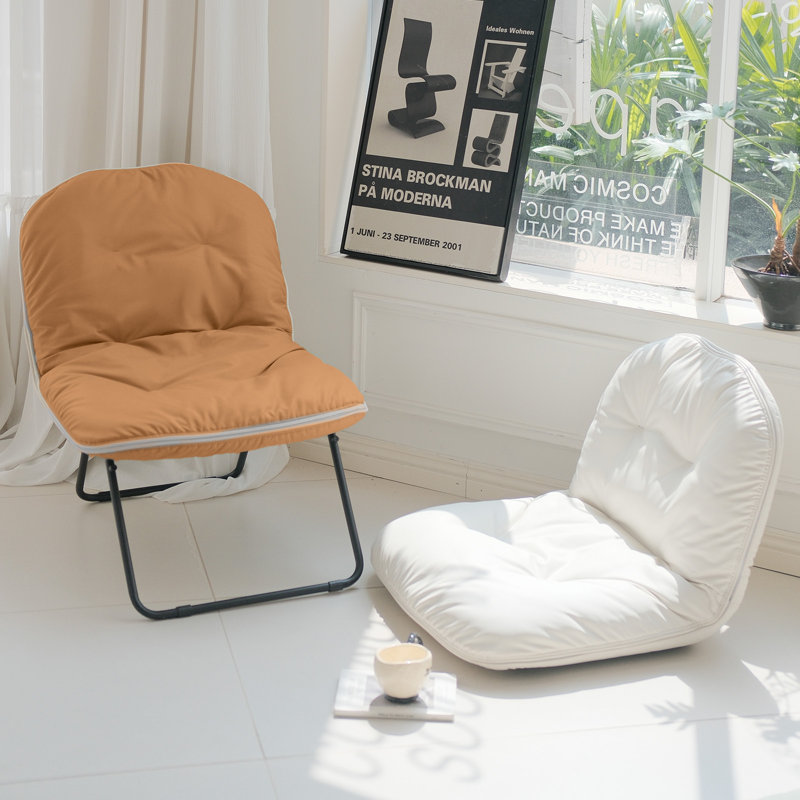 Chaise pliante à soucoupe lune, siège en cuir végétalien, Brun