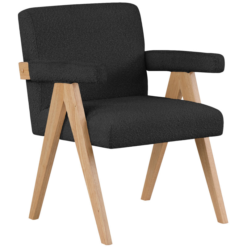 Lilabeth 24.5" W Boucle Fabric Accent Chair, Black Boucle Fabric