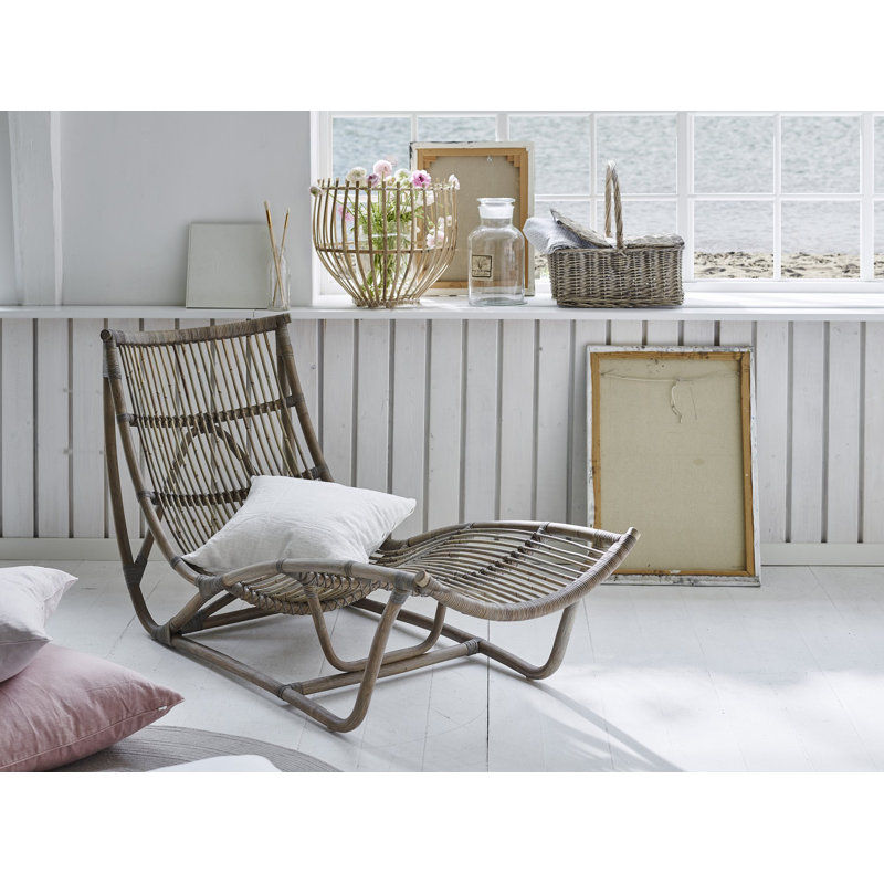 Pranay Outdoor Wicker Chaise Lounge, Taupe Gray
