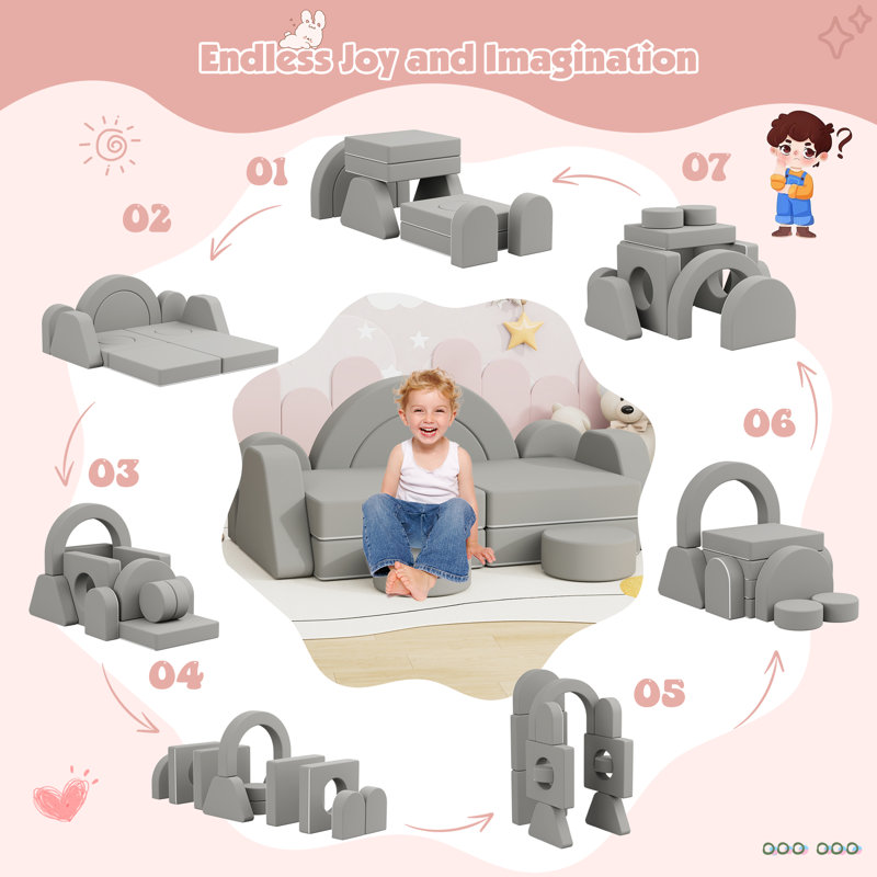 Children's Sofa / Sectional, Grey