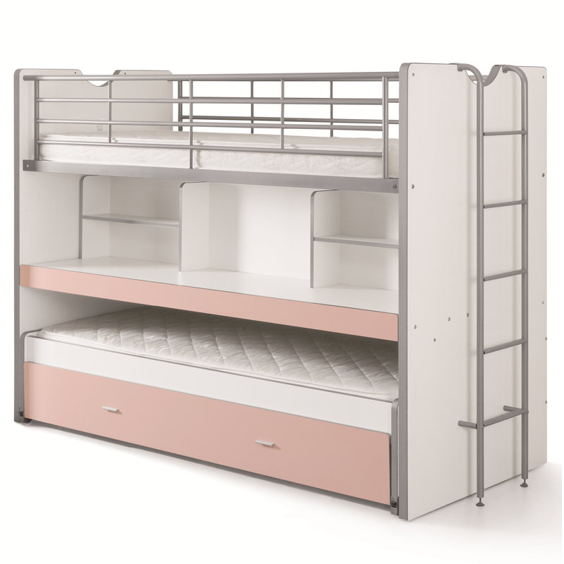 European Single (90 X 200 Cm) High Sleepers with Storage Included with Trundle Included, Pink