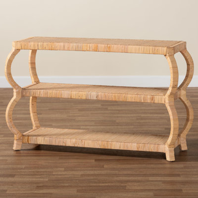 Cecely Bohemian Natural Rattan 3-Tier Console Table by Bayou Breeze