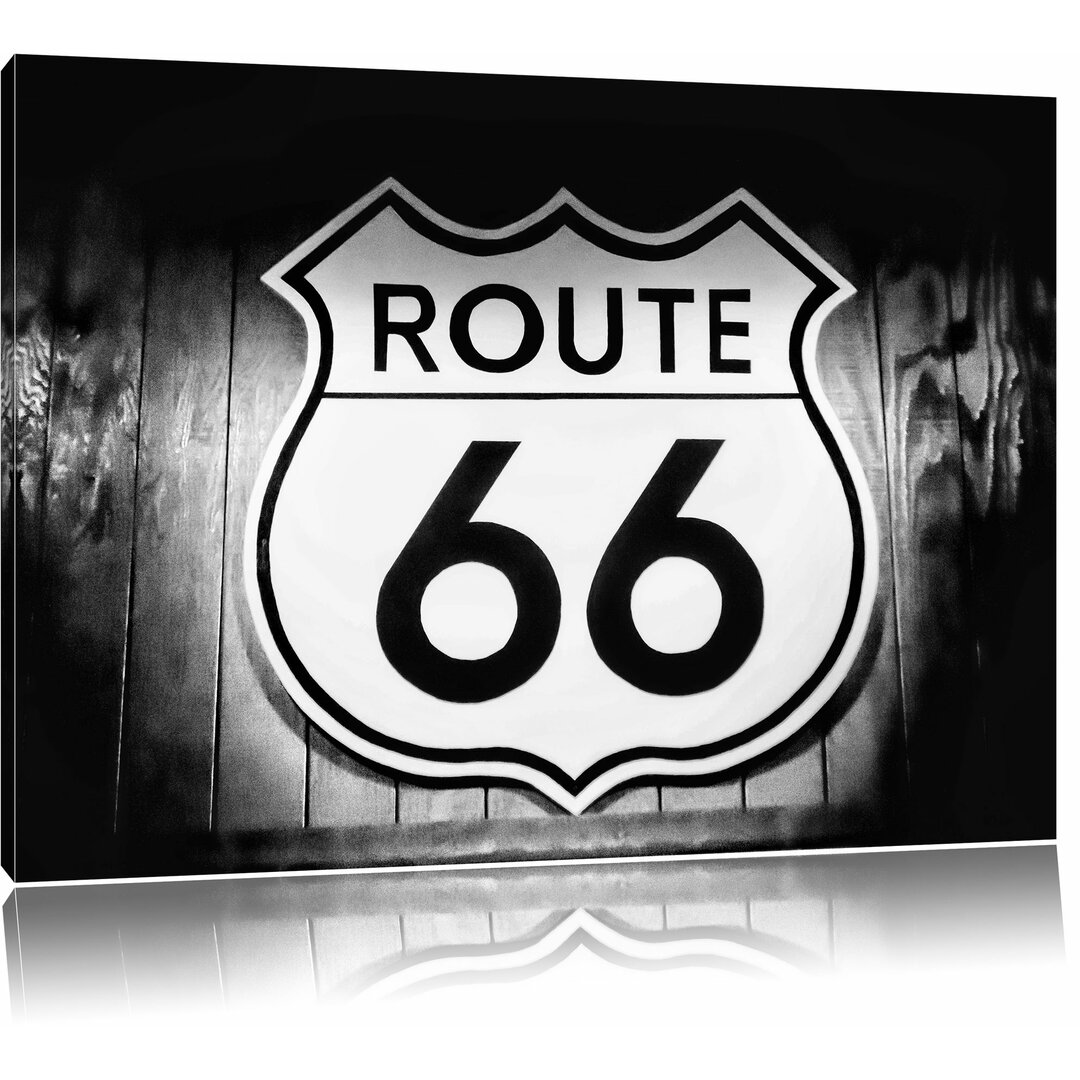 Leinwandbild Modernes Route 66 Schild in Monochrom