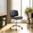 Ely Contemporary Swivel Armless Tufted Office Chair in Black and Walnut