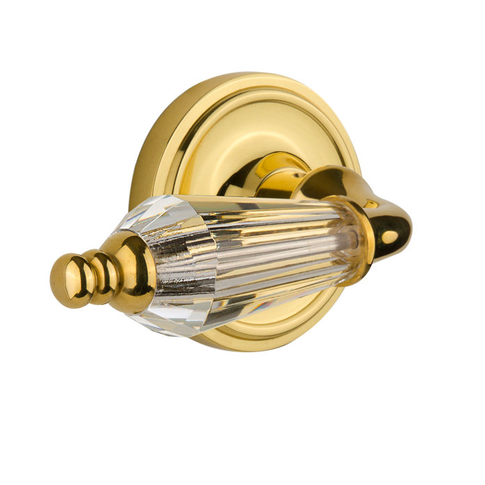 Passage de rosette classique (couloir et garde-robe) avec levier de salon, Laiton poli, 2 3/4 po