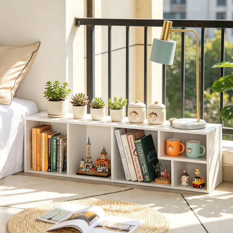 Bibliothèque de rangement Emmuela, Blanc, (5 tablettes) H 42,2 po x l 11,8 po x P 9,5 po