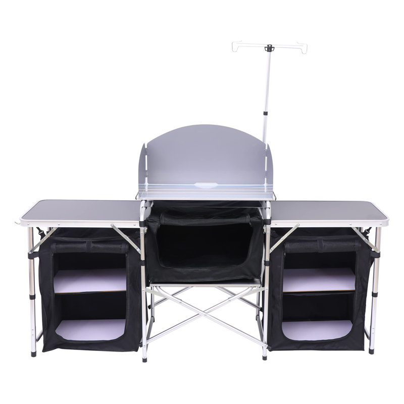 Kenna-Marie Rectangular Metal Folding Outdoor Camping Table , 15.7'' in. W 68.5'' in. D