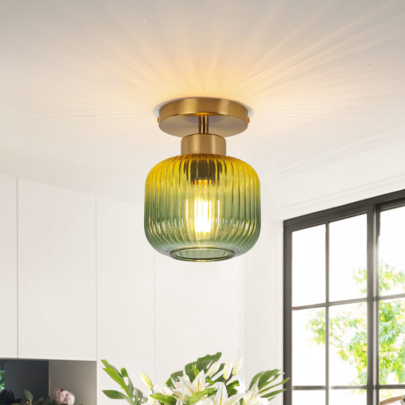 Plafonnier semi-encastré en verre 1 lumière
